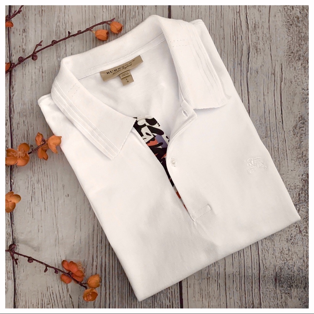 Burberry Print Trim Cotton Piqué Polo Shirt - Picture 2 of 6